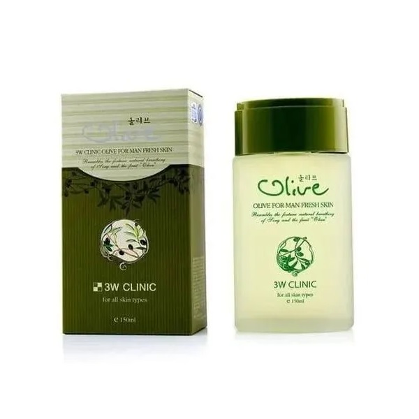 3W CLINIC, Мужской освежающий тоник для лица с экстраком оливы Olive For Man Fresh Skin, 150 мл.