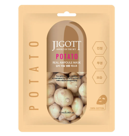 JIGOTT, Тканевая маска для лица с экстрактом картофеля Potato Real Ampoule Mask, 1 шт.