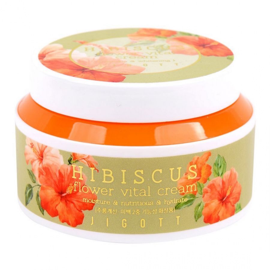 JIGOTT, Питательный крем для лица с экстрактом гибискуса Hibiscus Flower Vital Cream, 100 мл.