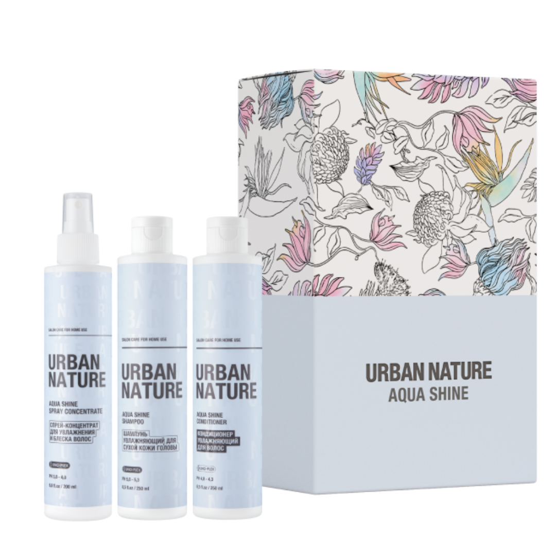 URBAN NATURE, Подарочный набор Aqua Shine, 250/250/200 мл.