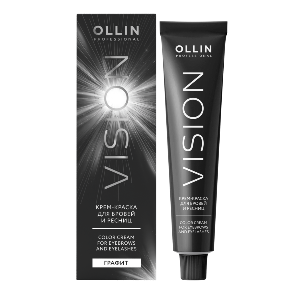 OLLIN, Крем-краска для бровей и ресниц (графит) + лепестки Vision graphite, 20 мл. 