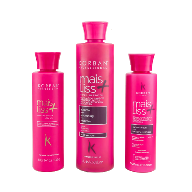 KORBAN, Набор нанопластики с эффектом Anti-yellow Mais Liss Protein Blond, 250/500/250 мл.