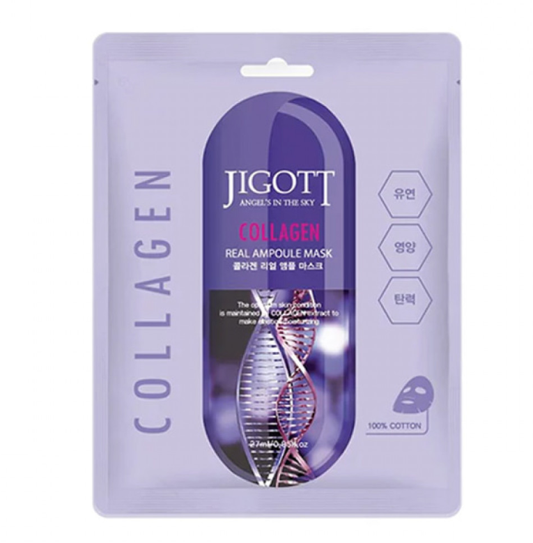 JIGOTT, Тканевая маска для лица с коллагеном Collagen Real Ampoule Mask, 1 шт.