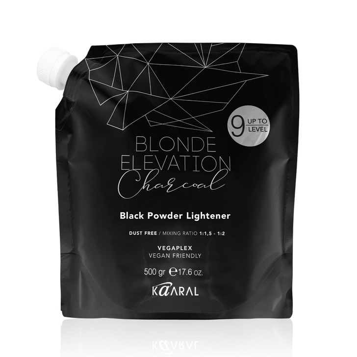 KAARAL, Черная обесцвечивающая пудра для волос Blonde Elevation Charcoal, 500 гр.