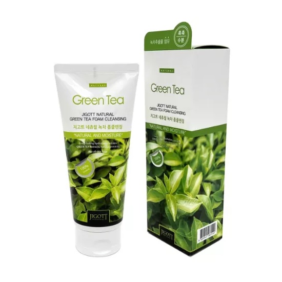 JIGOTT, Пенка для умывания с экстрактом зеленого чая Natural Green Tea Foam Cleansing, 180 мл.