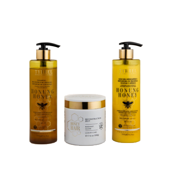TYRREL, Набор для коллагеновой реконструкции волос Honung Honey, 500/500/500 мл.