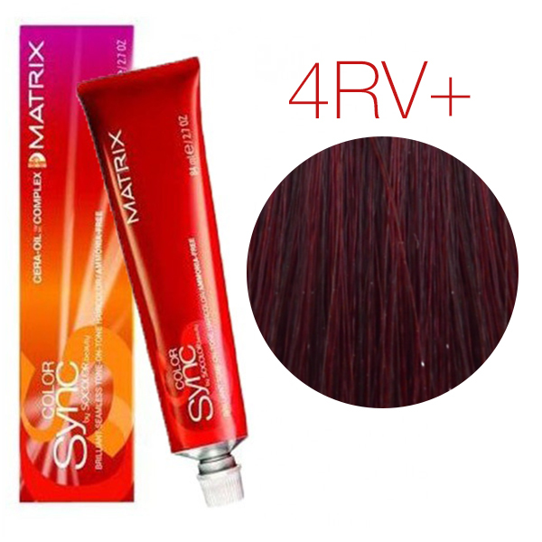 MATRIX, Щелочная безаммиачная краска для волос SoColor Sync 4RV+, 90 мл.