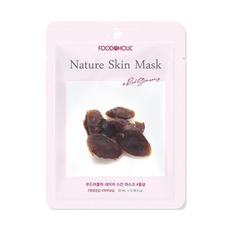 FOODAHOLIC, Тканевая маска для лица с экстрактом красного женьшеня Nature Skin Mask, 25 гр.